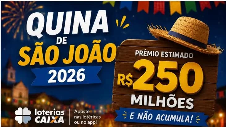 Quina de São João 2026: Prêmio de R$ 250 Milhões Apostadores em Todo o Brasil 1 quina sao joao 2026 premio 250 milhoes
